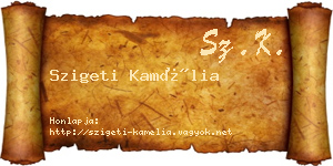 Szigeti Kamélia névjegykártya